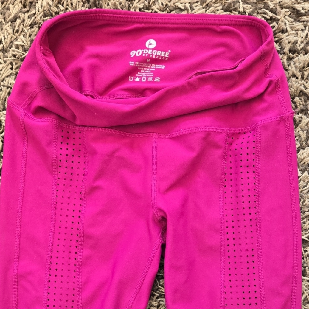 90 Degree By Reflex Womens Fuchsia Leggings,Size M